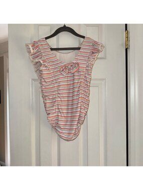 GUC Charming Mary size 8Y Striped Ruffle One Piece Bathing Suit